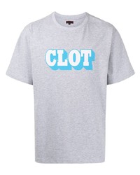 graues bedrucktes T-Shirt mit einem Rundhalsausschnitt von Clot
