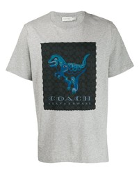 graues bedrucktes T-Shirt mit einem Rundhalsausschnitt von Coach