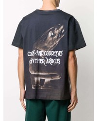 graues bedrucktes T-Shirt mit einem Rundhalsausschnitt von Vyner Articles