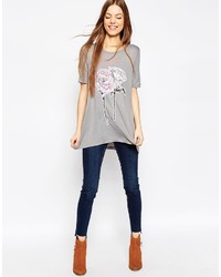 graues bedrucktes T-Shirt mit einem Rundhalsausschnitt von Asos