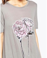 graues bedrucktes T-Shirt mit einem Rundhalsausschnitt von Asos