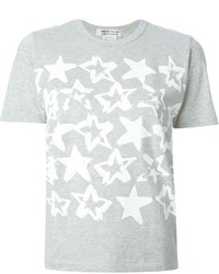 graues bedrucktes T-Shirt mit einem Rundhalsausschnitt von Comme Des Garcons Comme Des Garcons