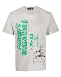 graues bedrucktes T-Shirt mit einem Rundhalsausschnitt von Comme des Garcons Homme Deux