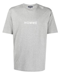 graues bedrucktes T-Shirt mit einem Rundhalsausschnitt von Comme des Garcons Homme