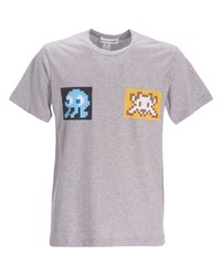 graues bedrucktes T-Shirt mit einem Rundhalsausschnitt von Comme des Garcons