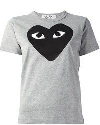 graues bedrucktes T-Shirt mit einem Rundhalsausschnitt von Comme des Garcons