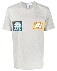 graues bedrucktes T-Shirt mit einem Rundhalsausschnitt von Comme Des Garcons SHIRT