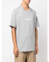 graues bedrucktes T-Shirt mit einem Rundhalsausschnitt von Comme des Garcons Homme