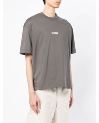 graues bedrucktes T-Shirt mit einem Rundhalsausschnitt von Comme des Garcons Homme