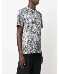 graues bedrucktes T-Shirt mit einem Rundhalsausschnitt von Comme Des Garcons Homme Plus