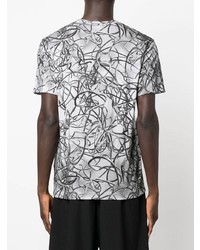 graues bedrucktes T-Shirt mit einem Rundhalsausschnitt von Comme Des Garcons Homme Plus