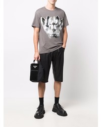 graues bedrucktes T-Shirt mit einem Rundhalsausschnitt von Comme Des Garcons Homme Plus