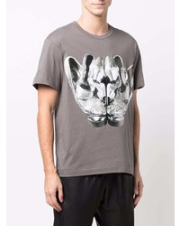 graues bedrucktes T-Shirt mit einem Rundhalsausschnitt von Comme Des Garcons Homme Plus