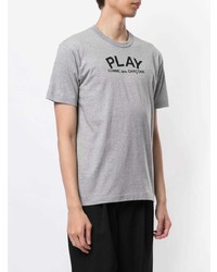 graues bedrucktes T-Shirt mit einem Rundhalsausschnitt von Comme Des Garcons Play