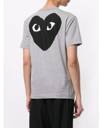 graues bedrucktes T-Shirt mit einem Rundhalsausschnitt von Comme Des Garcons Play