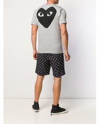 graues bedrucktes T-Shirt mit einem Rundhalsausschnitt von Comme Des Garcons Play