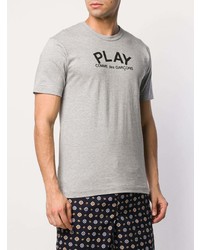 graues bedrucktes T-Shirt mit einem Rundhalsausschnitt von Comme Des Garcons Play