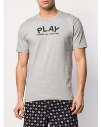 graues bedrucktes T-Shirt mit einem Rundhalsausschnitt von Comme Des Garcons Play