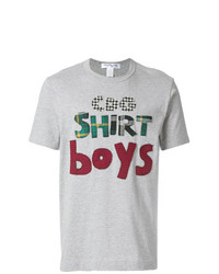 graues bedrucktes T-Shirt mit einem Rundhalsausschnitt von Comme Des Garçons Shirt Boys
