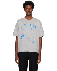 graues bedrucktes T-Shirt mit einem Rundhalsausschnitt von Commission