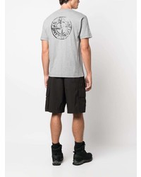 graues bedrucktes T-Shirt mit einem Rundhalsausschnitt von Stone Island