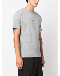 graues bedrucktes T-Shirt mit einem Rundhalsausschnitt von Stone Island