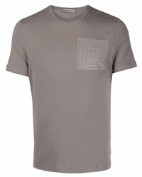 graues bedrucktes T-Shirt mit einem Rundhalsausschnitt von Corneliani