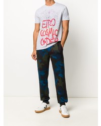 graues bedrucktes T-Shirt mit einem Rundhalsausschnitt von Etro