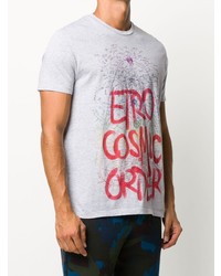 graues bedrucktes T-Shirt mit einem Rundhalsausschnitt von Etro