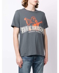 graues bedrucktes T-Shirt mit einem Rundhalsausschnitt von True Religion