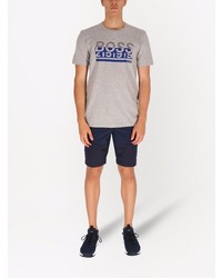 graues bedrucktes T-Shirt mit einem Rundhalsausschnitt von BOSS HUGO BOSS