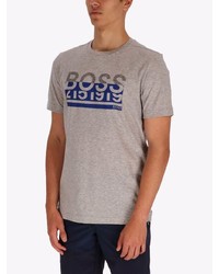 graues bedrucktes T-Shirt mit einem Rundhalsausschnitt von BOSS HUGO BOSS