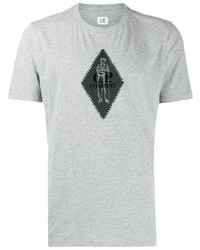 graues bedrucktes T-Shirt mit einem Rundhalsausschnitt von CP Company