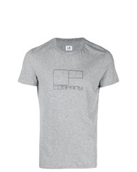 graues bedrucktes T-Shirt mit einem Rundhalsausschnitt von CP Company