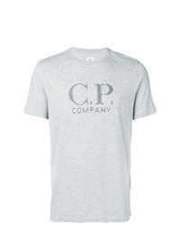 graues bedrucktes T-Shirt mit einem Rundhalsausschnitt von CP Company