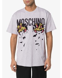 graues bedrucktes T-Shirt mit einem Rundhalsausschnitt von Moschino