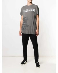 graues bedrucktes T-Shirt mit einem Rundhalsausschnitt von DSQUARED2