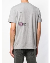 graues bedrucktes T-Shirt mit einem Rundhalsausschnitt von Stone Island