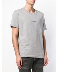 graues bedrucktes T-Shirt mit einem Rundhalsausschnitt von Stone Island