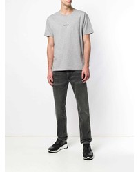 graues bedrucktes T-Shirt mit einem Rundhalsausschnitt von Stone Island