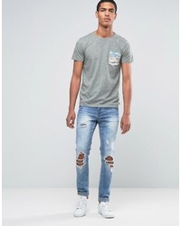 graues bedrucktes T-Shirt mit einem Rundhalsausschnitt von Esprit