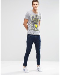 graues bedrucktes T-Shirt mit einem Rundhalsausschnitt von Esprit