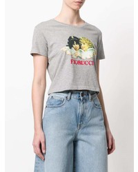 graues bedrucktes T-Shirt mit einem Rundhalsausschnitt von Fiorucci