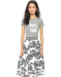 graues bedrucktes T-Shirt mit einem Rundhalsausschnitt von Cynthia Rowley