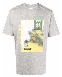 graues bedrucktes T-Shirt mit einem Rundhalsausschnitt von Kenzo