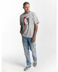 graues bedrucktes T-Shirt mit einem Rundhalsausschnitt von Dangerous