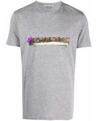 graues bedrucktes T-Shirt mit einem Rundhalsausschnitt von Daniele Alessandrini