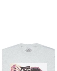 graues bedrucktes T-Shirt mit einem Rundhalsausschnitt von Palace