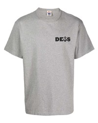 graues bedrucktes T-Shirt mit einem Rundhalsausschnitt von Deus Ex Machina