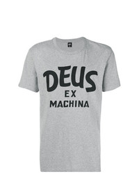graues bedrucktes T-Shirt mit einem Rundhalsausschnitt von Deus Ex Machina